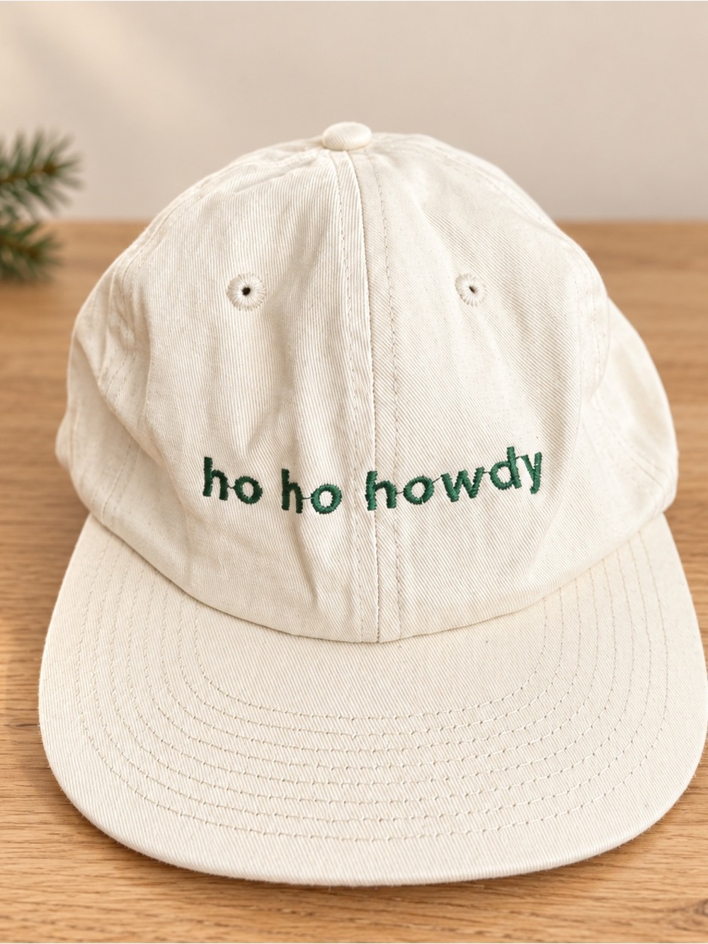 NEW WELD MFG Ho Ho Howdy Embroidered Christmas Dad Hat Cream Green